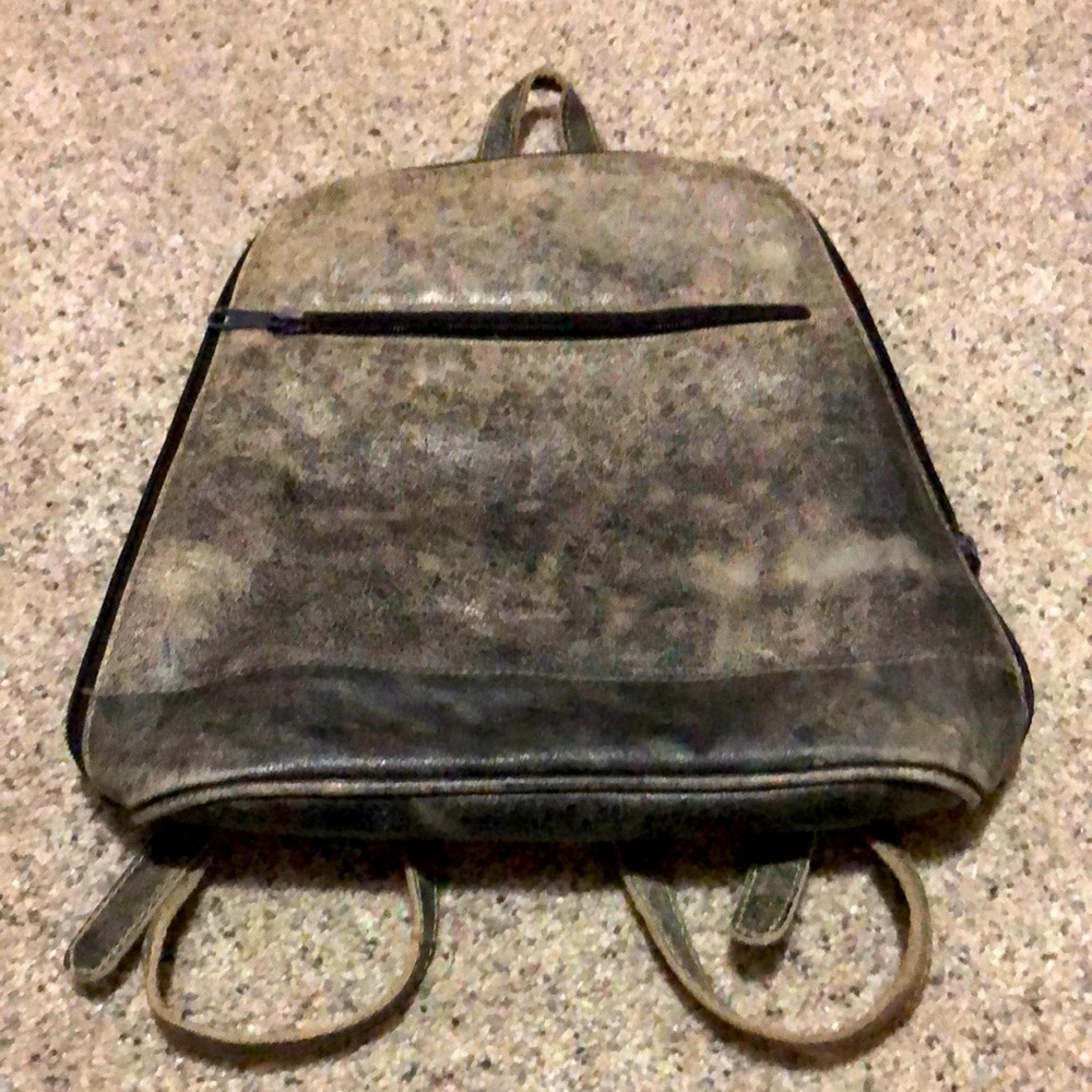 Black leather “worn look” backpack purse!